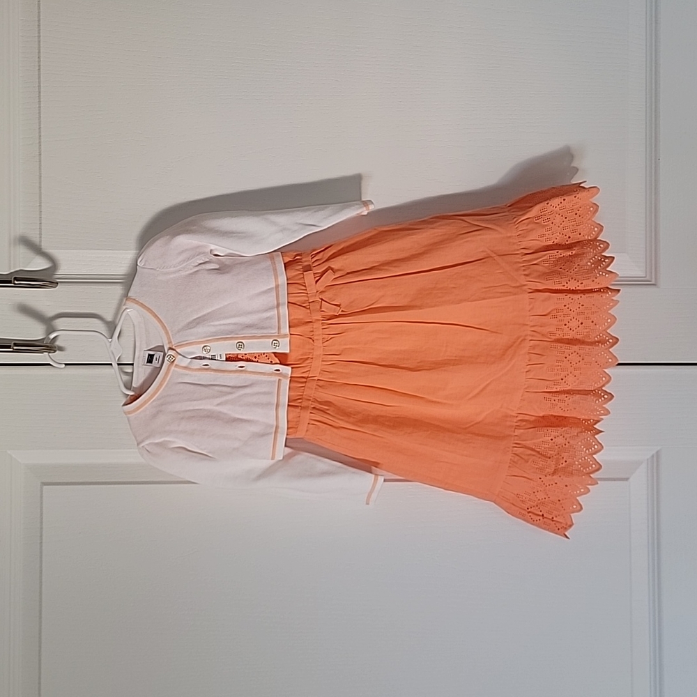 Janie and Jack Peach Off-the-Shoulder Dress with coordinating cardigan